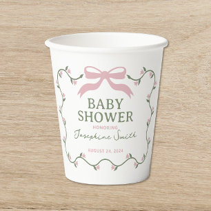 Bow mit Blume Vine Baby Dusche Pappbecher