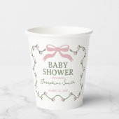 Bow mit Blume Vine Baby Dusche Pappbecher (Vorderseite)