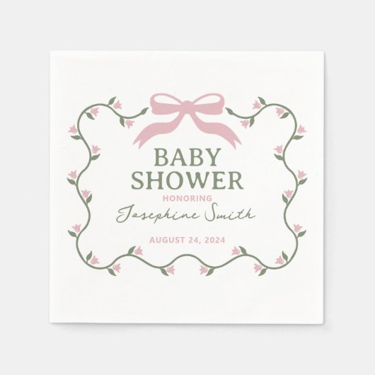 Bow mit Blume Vine Baby Dusche Serviette (Vorderseite)