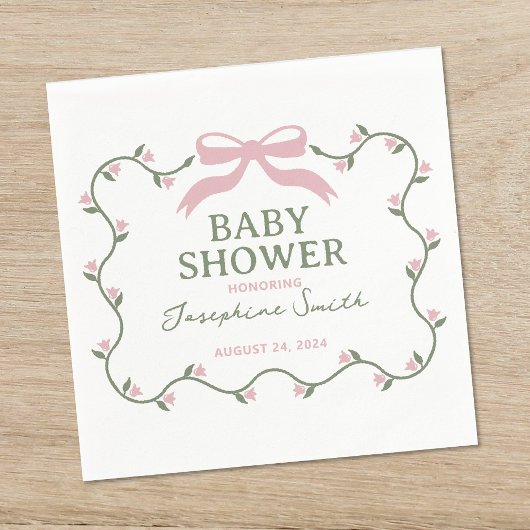 Bow mit Blume Vine Baby Dusche Serviette