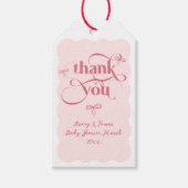 Bow Modern Minimalistisch Wavy Pink Girl Babydusch Geschenkanhänger (Vorderseite)