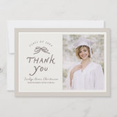 Bow Modern Photo Graduation Thank You Card Dankeskarte (Vorderseite)