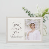 Bow Modern Photo Graduation Thank You Card Dankeskarte (Stehend Vorderseite)