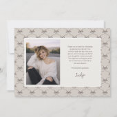 Bow Modern Photo Graduation Thank You Card Dankeskarte (Rückseite)