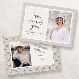 Bow Modern Photo Graduation Thank You Card Dankeskarte