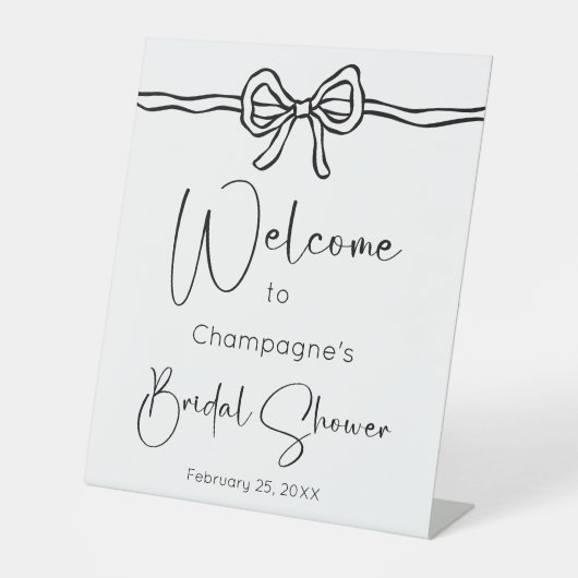 Bow Modern Script Brautparty Willkommen Sockelschild (Vorderseite)
