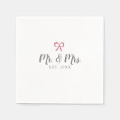 Bow Mr. und Mrs. Script gegründet Hochzeit Serviette (Vorderseite)