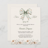 Bow neutral floral ivory Bridal Shower invitation (Vorne/Hinten)