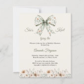 Bow neutral floral ivory Bridal Shower invitation (Vorderseite)