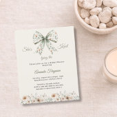 Bow neutral floral ivory Bridal Shower invitation