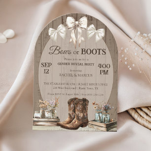 Bow oder Boots rustikale Boho-Geschlechter-Enthüll Einladung