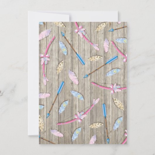 Bow oder Pfeile Geschlecht zeigen Baby-Dusche Einladung (Rückseite)