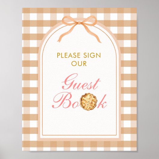 Bow Our Little Süsse Pie Guest Book Gingham Fall Poster (Vorne)