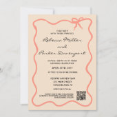 Bow Painted Pinstripes Wedding QR Code Einladung (Vorderseite)
