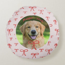 Bow Pattern Personalized Pet Photo Pillow Rundes Kissen