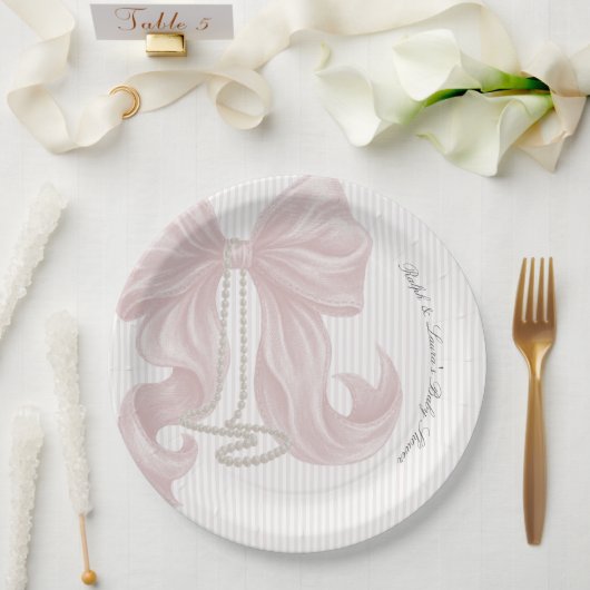 Bow Pearl Mädchen Baby Shower Pappteller (Hochzeit)