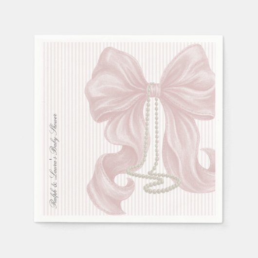 Bow Pearl Mädchen Baby Shower  Serviette (Vorderseite)