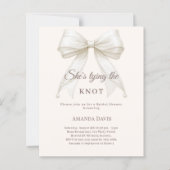 Bow pearls ivory knot Bridal Shower invitation (Vorderseite)