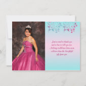 BOW Pink, Aqua Floral FOTO Danke Karte (Rückseite)