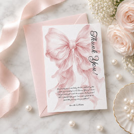 Bow Pink Baby Shower Dankeskarte