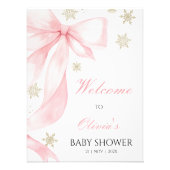 Bow Pink Cold Outside Baby Dusche Begrüßungszeiche Fotodruck (Vorne)