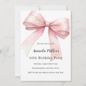 Bow pink coquette girl birthday einladung (Vorderseite)