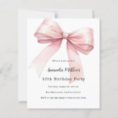 Bow pink coquette girl birthday invitation (Vorderseite)
