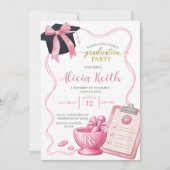 Bow Pink Coquette Girl RX Pharmacy Graduation Einladung (Vorderseite)