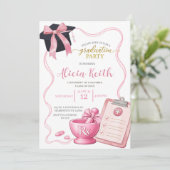 Bow Pink Coquette Girl RX Pharmacy Graduation Einladung (Stehend Vorderseite)