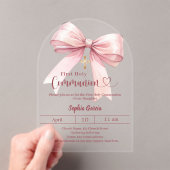 Bow pink girl arch luxury clear First Communion Acryleinladungen (Insitu (Handheld))
