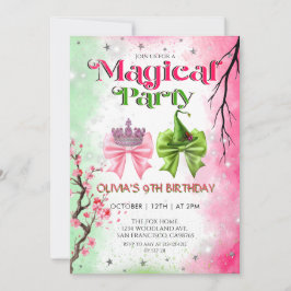 Bow pink & green Magical Witchy Birthday Einladung