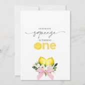 Bow Pink Lemon Unser Hauptpresse 1. Geburtstag Einladung (Rückseite)