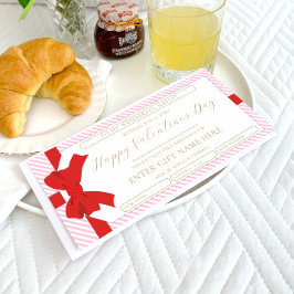 Bow Pink Stripe Valentine's Day Geschenkgutschein Einladung