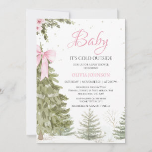 Bow Pink Tree Baby Es ist kalte Baby Dusche Einladung