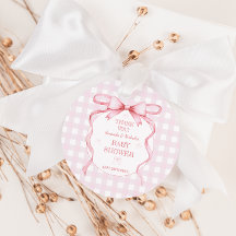 Bow Pink Watercolor Vintag Gingham Vielen Dank