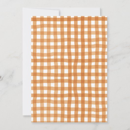 Bow Pumpkin Pie Gender Reveal Gingham Einladung (Rückseite)