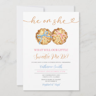 Bow Pumpkin Pie Gender Reveal Gingham Einladung