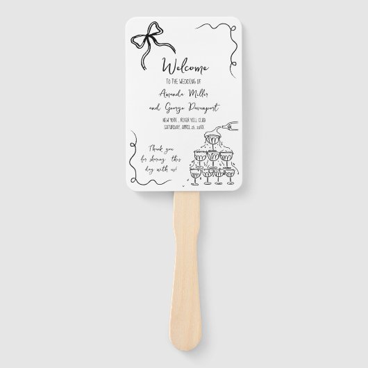 Bow quirky Hochzeitsfan Fächer (Vorderseite)