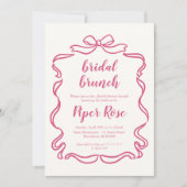 Bow Rahmen Coquette Brautbrunch Einladung (Vorderseite)