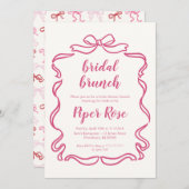 Bow Rahmen Coquette Brautbrunch Einladung (Vorne/Hinten)