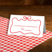 Bow Red Hand Drawing Wavy Brautparty Platzkarte