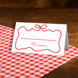 Bow Red Hand Drawing Wavy Brautparty Platzkarte