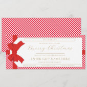 Bow Red Stripe Frohe Weihnachtsgeschenkkarte Einladung (Vorne/Hinten)
