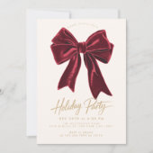 Bow Red Velvet Bow Elegantes Weihnachtsfest Party Einladung (Vorderseite)