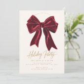 Bow Red Velvet Bow Elegantes Weihnachtsfest Party Einladung (Stehend Vorderseite)