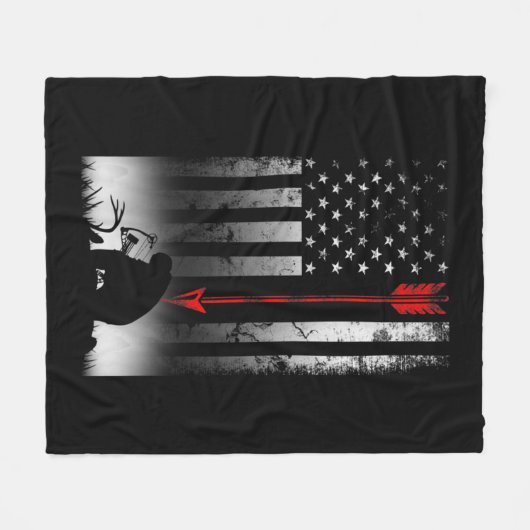 Bow Reh Jagd amerikanische Flagge Geschenk für Bow Fleecedecke (Vorderseite (Horizontal))