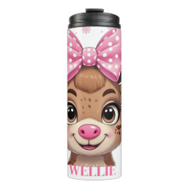 Bow Reindeer Christmas Girls Personalized Tumbler Thermosbecher