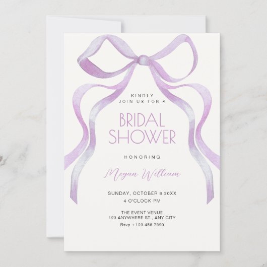 Bow ribbon bridal shower einladung (Vorderseite)