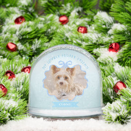 Bow Ribbon Glittering Pet Memory Foto Blau Schneekugeln