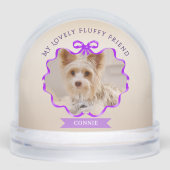Bow Ribbon Glittering Pet Memory Foto Lila Schneekugeln (Vorderseite)